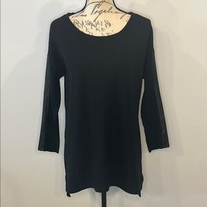 Calvin Klein wool blend tunic sweater with faux leather sleeve detail L